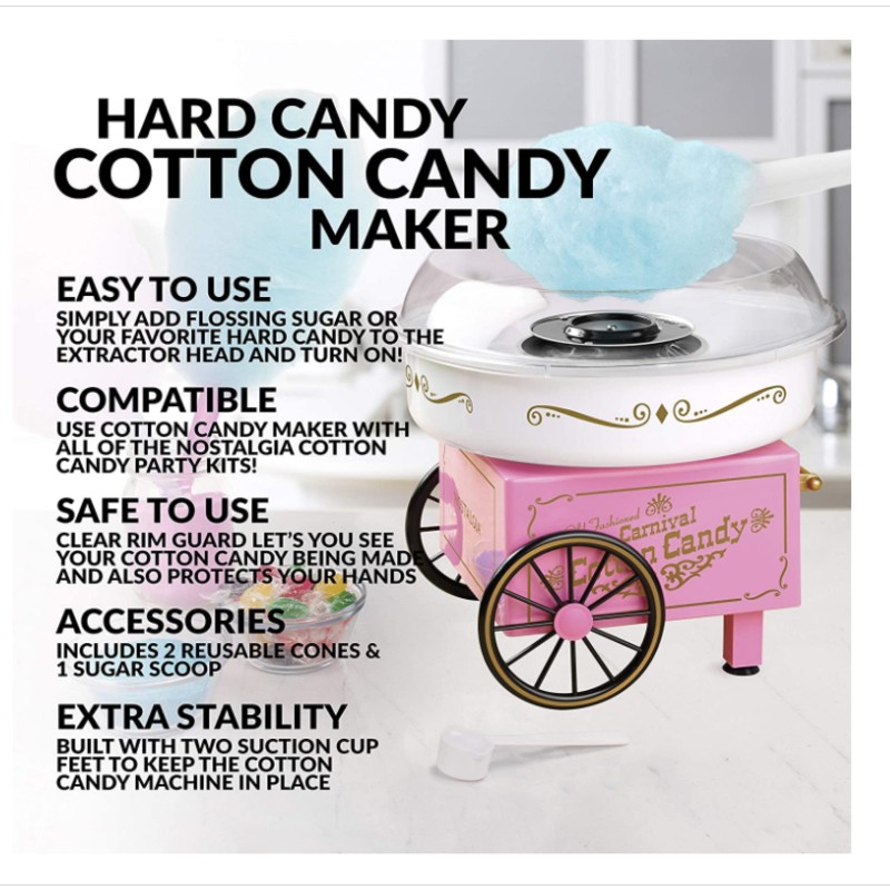 Hard and Sugar Free Countertop Original Pink Mini cotton candy machine,Cotton Candy Maker - Image 3