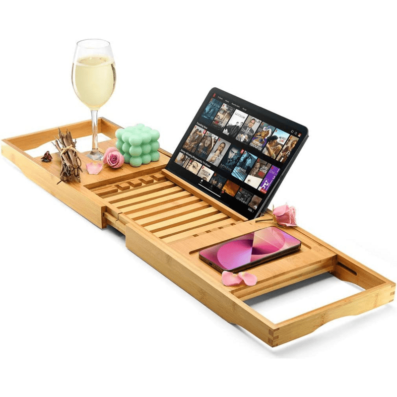 Wholesale Bathtub Tray Caddy - Foldable Waterproof Bath Tray & Bath Caddy Wooden Tub Organizer & Holder for Wine, Book, Soap