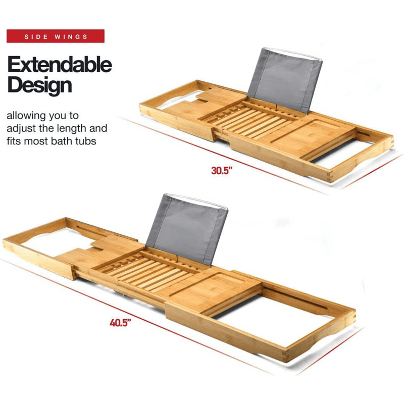 Wholesale Bathtub Tray Caddy - Foldable Waterproof Bath Tray & Bath Caddy Wooden Tub Organizer & Holder for Wine, Book, Soap - Image 5