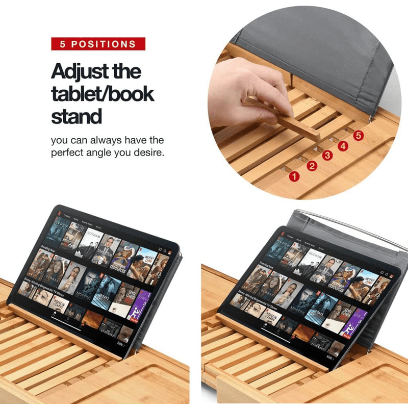 Wholesale Bathtub Tray Caddy - Foldable Waterproof Bath Tray & Bath Caddy Wooden Tub Organizer & Holder for Wine, Book, Soap - Image 4