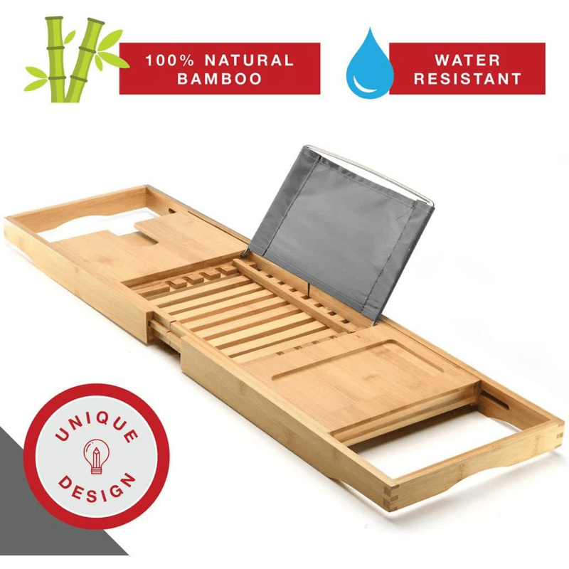 Wholesale Bathtub Tray Caddy - Foldable Waterproof Bath Tray & Bath Caddy Wooden Tub Organizer & Holder for Wine, Book, Soap - Image 2