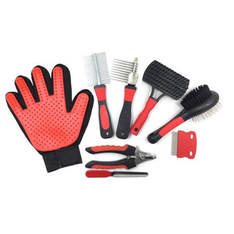 Hot Pet Products Dog Grooming Tools Dog Cat Cleaning Kit Combs Nail Scissors Pet Grooming Set - Image 5