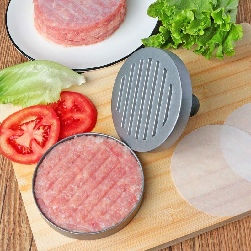 Hamburger Press Patty Maker, Food Grade Aluminum Burger Press with Wooden Handle, Non-Stick, Easy to Clean - Image 5