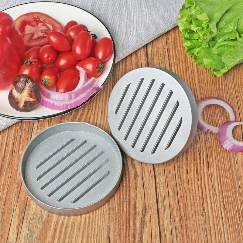 Hamburger Press Patty Maker, Food Grade Aluminum Burger Press with Wooden Handle, Non-Stick, Easy to Clean - Image 4
