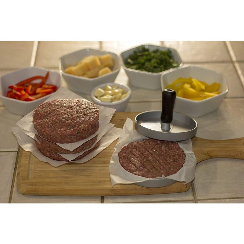 Hamburger Press Patty Maker, Food Grade Aluminum Burger Press with Wooden Handle, Non-Stick, Easy to Clean - Image 3