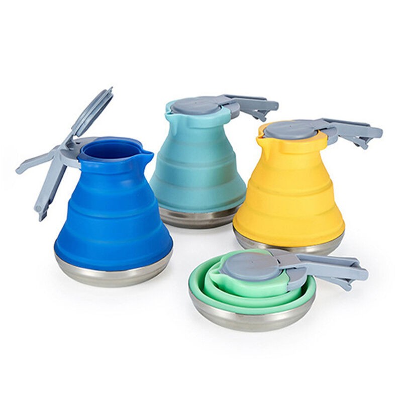 Folded Silicone Kettle 1500ml Portable Collapsible Travel Camping Heating Water Kettle