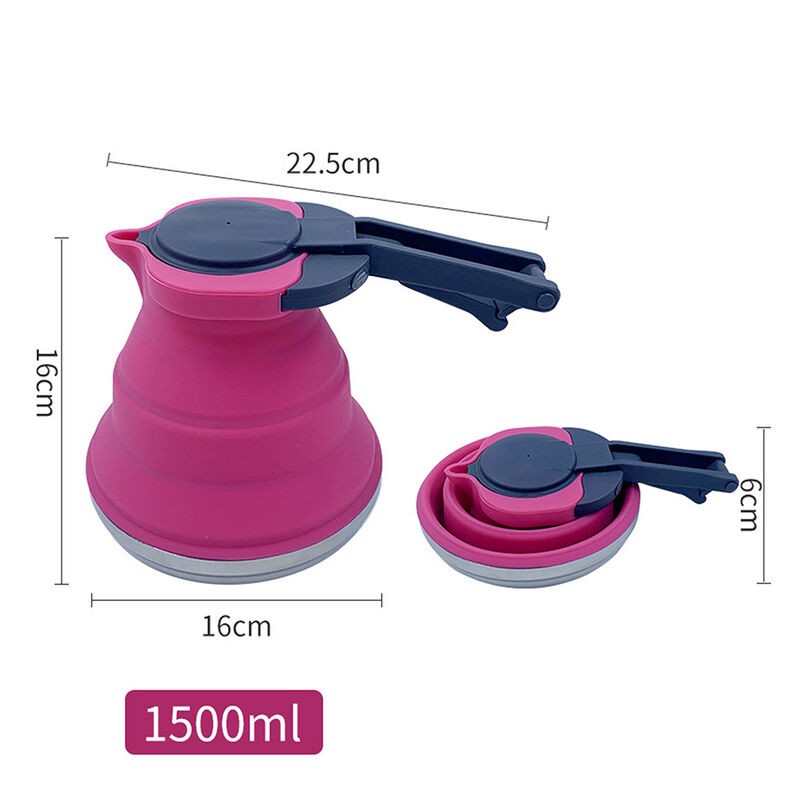 Folded Silicone Kettle 1500ml Portable Collapsible Travel Camping Heating Water Kettle - Image 2