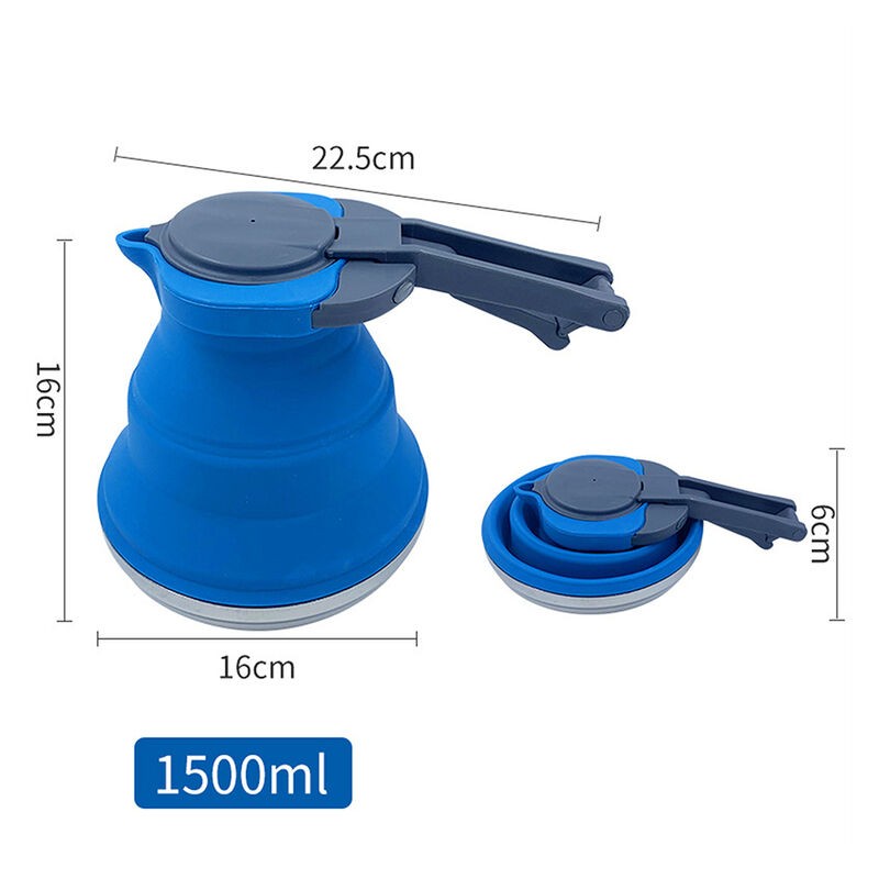 Folded Silicone Kettle 1500ml Portable Collapsible Travel Camping Heating Water Kettle - Image 6