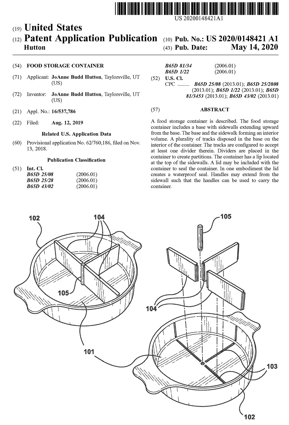 Round Container Patent Food Storage Container - Patent 2 Product
